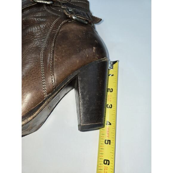 Frye 8 B Woman's 4015 Boots Brown Leather 3" Stacked Heels Ankle - Picture 8 of 16